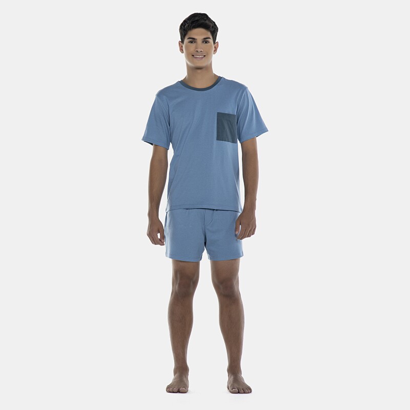 Pijama Masculino Adulto Manga Curta e Short