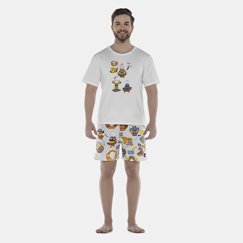 Pijama Masculino Adulto Manga Curta e Short
