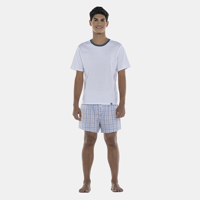 Pijama Masculino Adulto Manga Curta e Short Tricoline