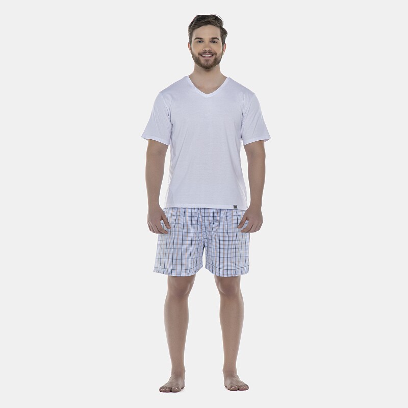 Pijama Masculino Adulto Manga Curta e Short Tricoline