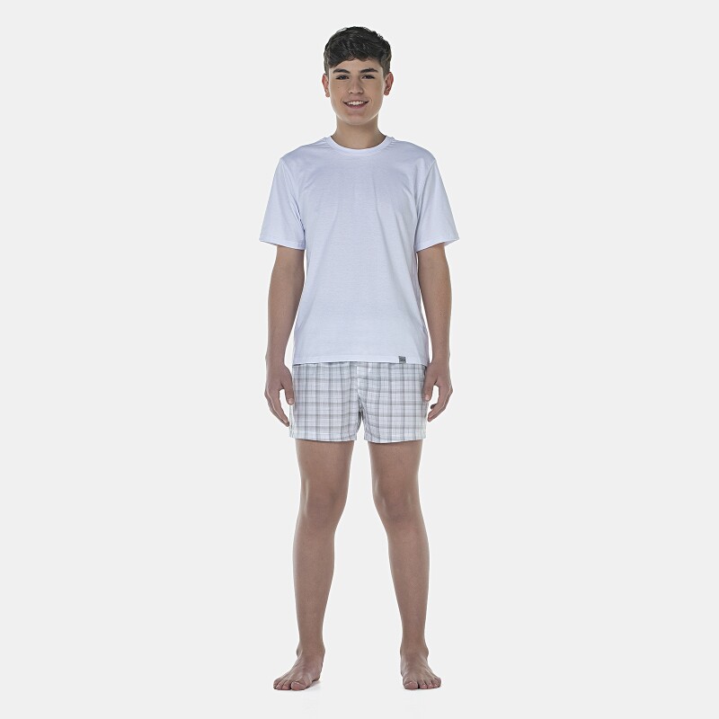 Pijama Masculino Adulto Manga Curta e Short Tricoline