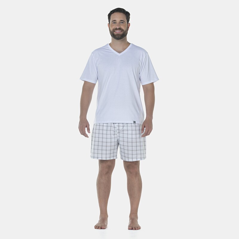 Pijama Masculino Adulto Manga Curta e Short Tricoline