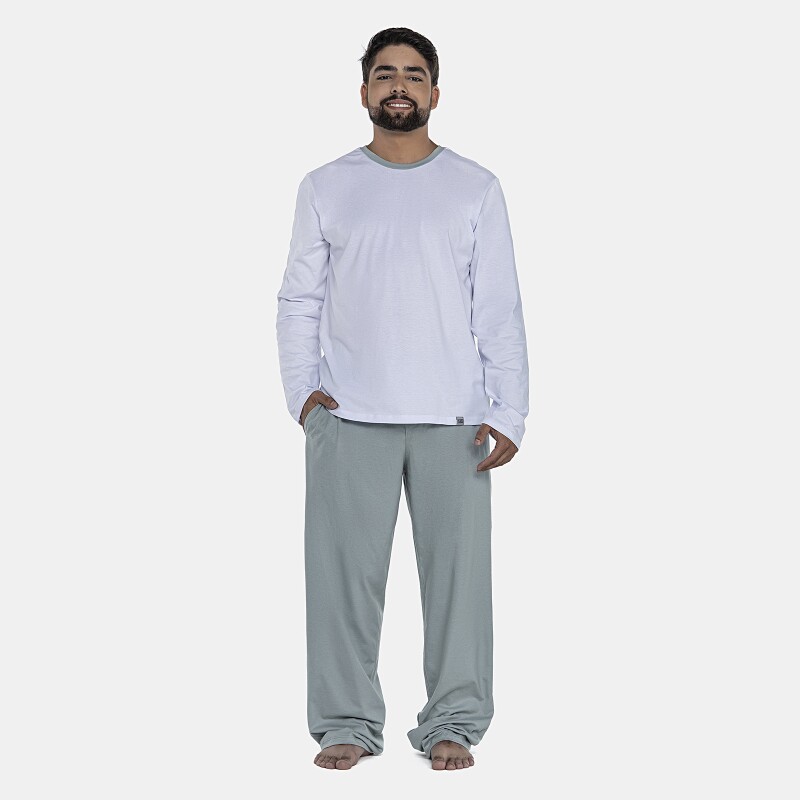 Pijama Masculino Adulto Manga Longa e Calça