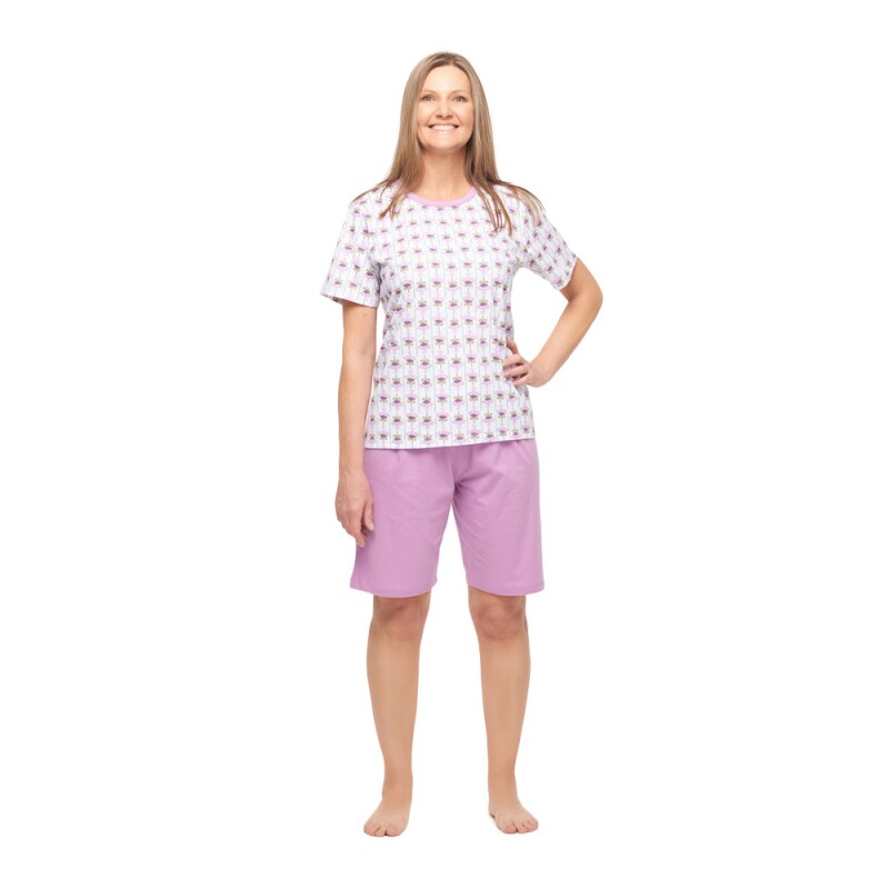 Conjunto Feminino Adulto Manga Curta e Bermuda 