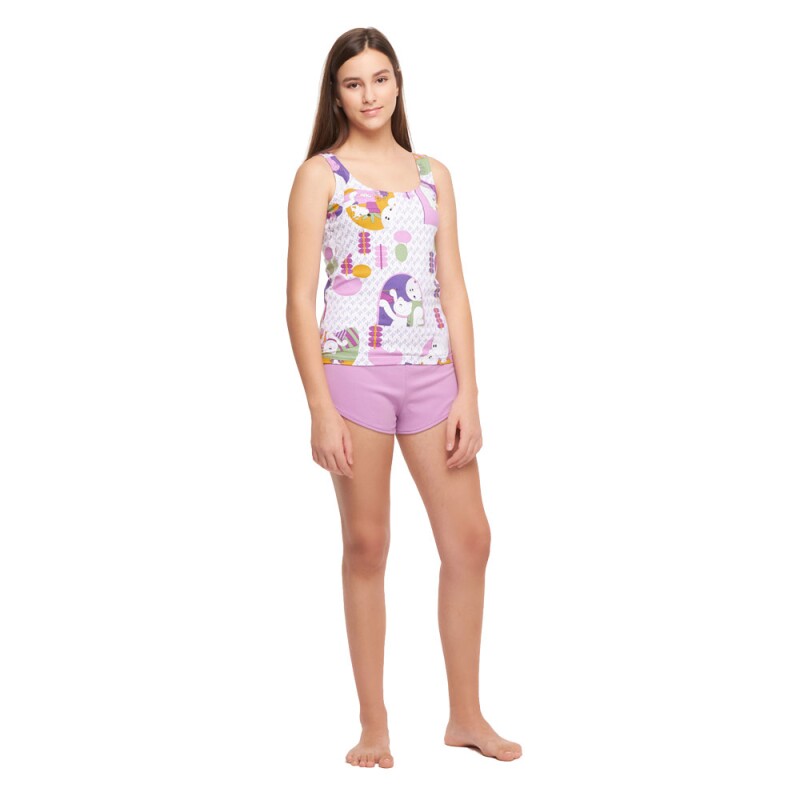 Pijama Curto Feminino regata Média e short Cavado