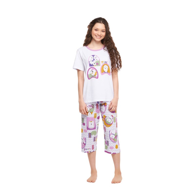 Conjunto Feminino Adulto Manga Curta e Corsário
