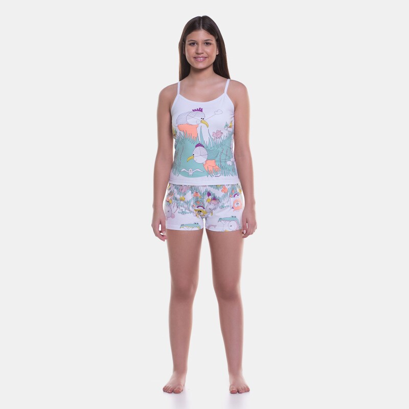 Pijama Feminino Adulto Alça e Short