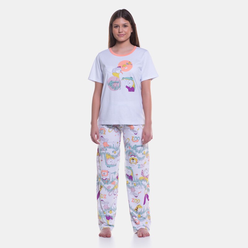 Pijama Feminino Adulto Manga Curta e Calça