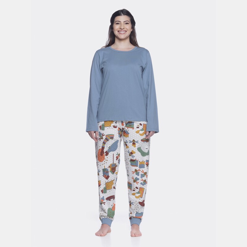 Pijama manga longa e calça