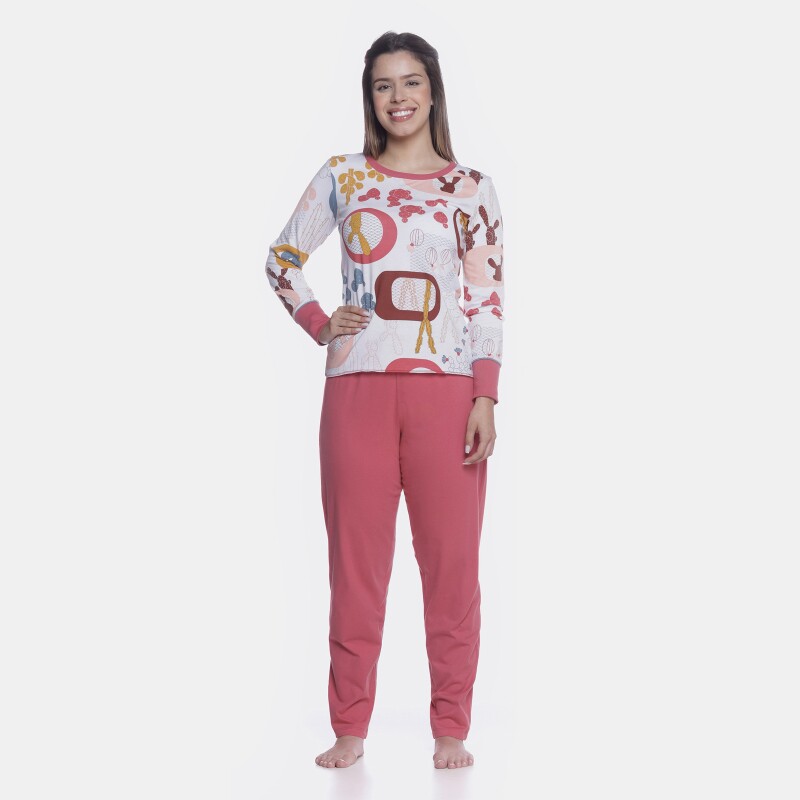 Conjunto Feminino Adulto Manga Longa e Calça