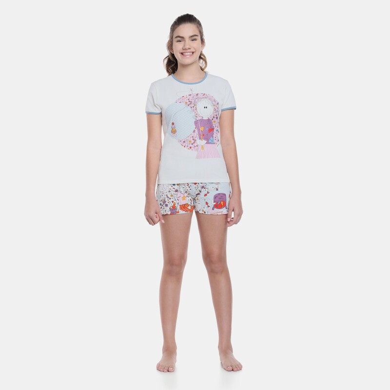 Pijama manga curta baby-look e short