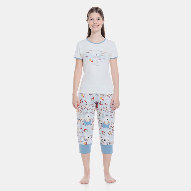 Pijama Feminino Adulto Baby-Look e Corsário