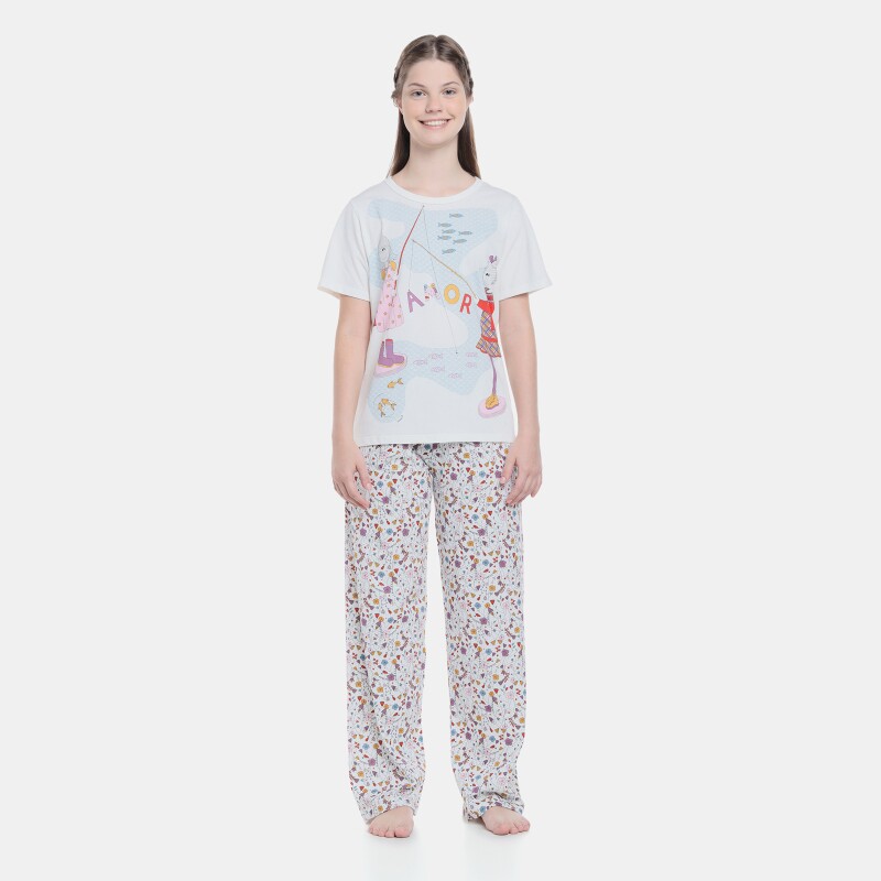 Pijama manga curta e calça           