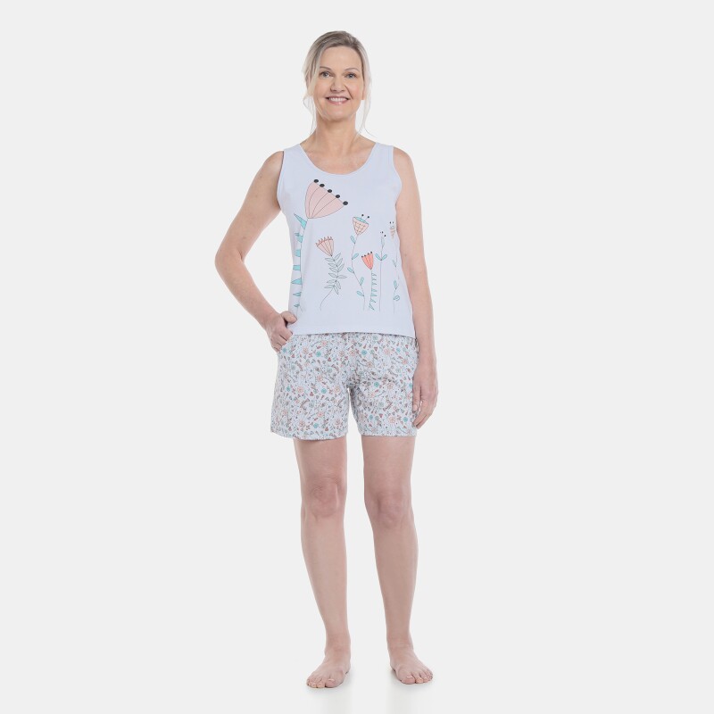 Pijama Feminino Adulto Regata e Bermuda