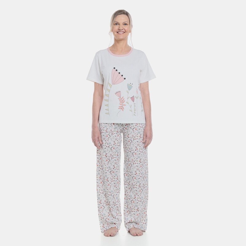 Pijama Feminino Adulto Manga Curta e Calça