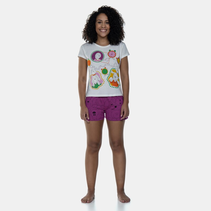 Pijama Baby-Look Manga Curta e Short