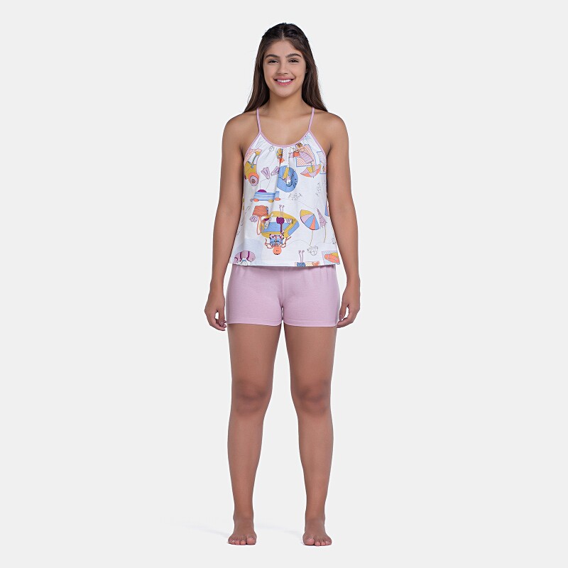 Pijama Curto Sonhart Feminino Regata Alça Fina e Short Rosa