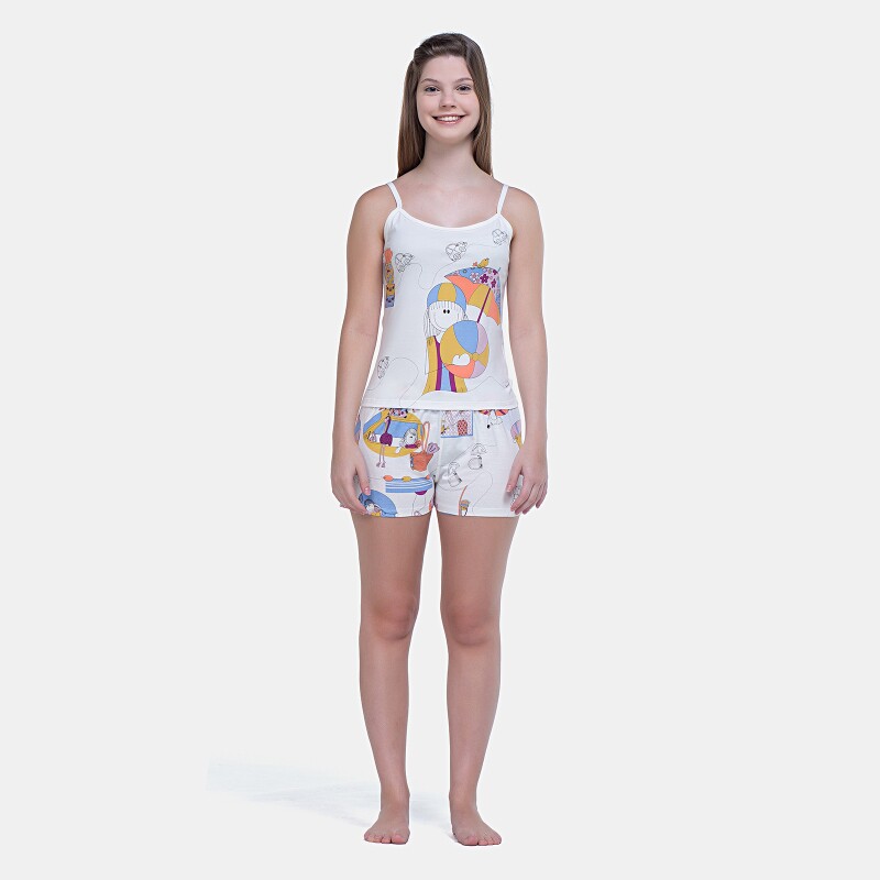 Pijama Curto Sonhart Feminino Regata Alça Fina e Short Pat