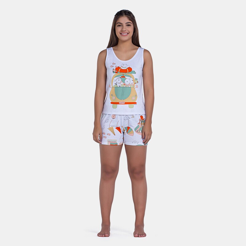 Pijama Feminino Sonhart Curto Regata Estampada e Short