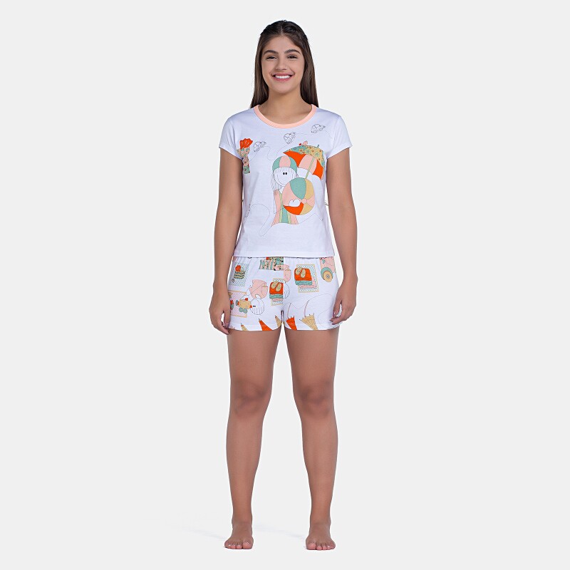 Pijama Baby-Look Manga Curta e Short