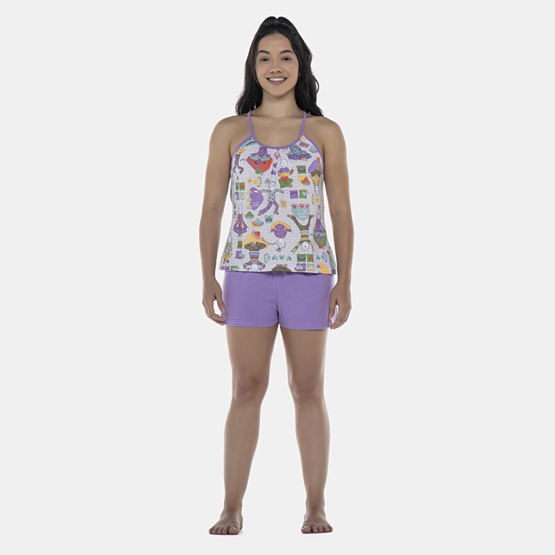 Pijama Feminino Adulto Alça e Short