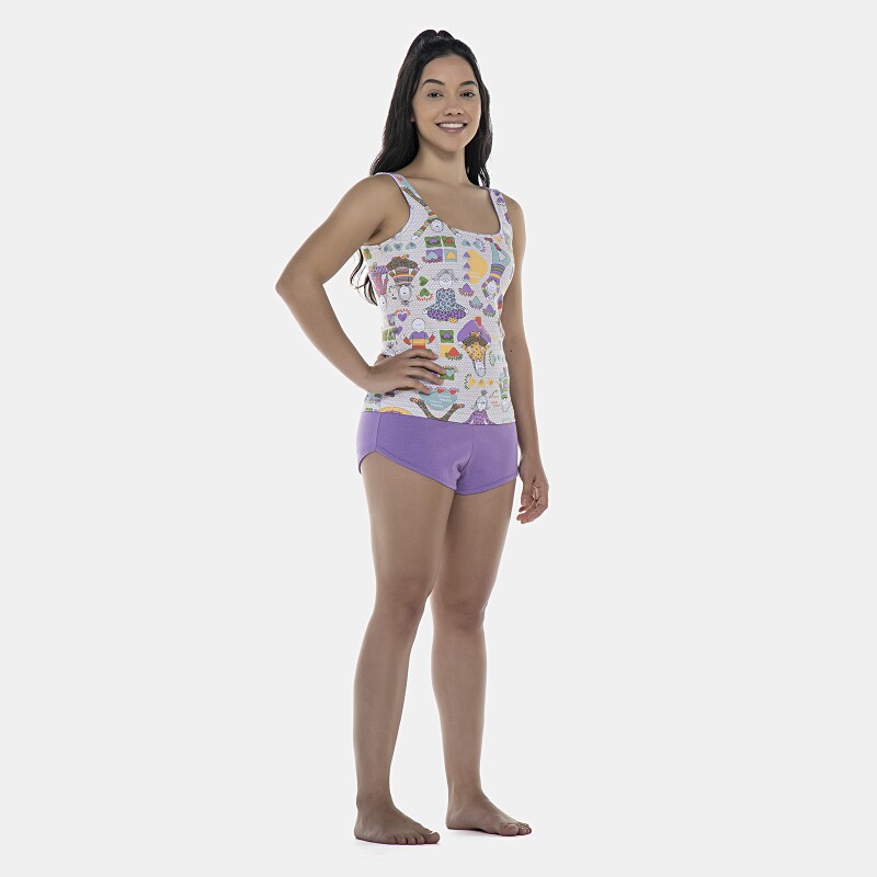 Pijama Feminino Adulto Regata e Short Cotton