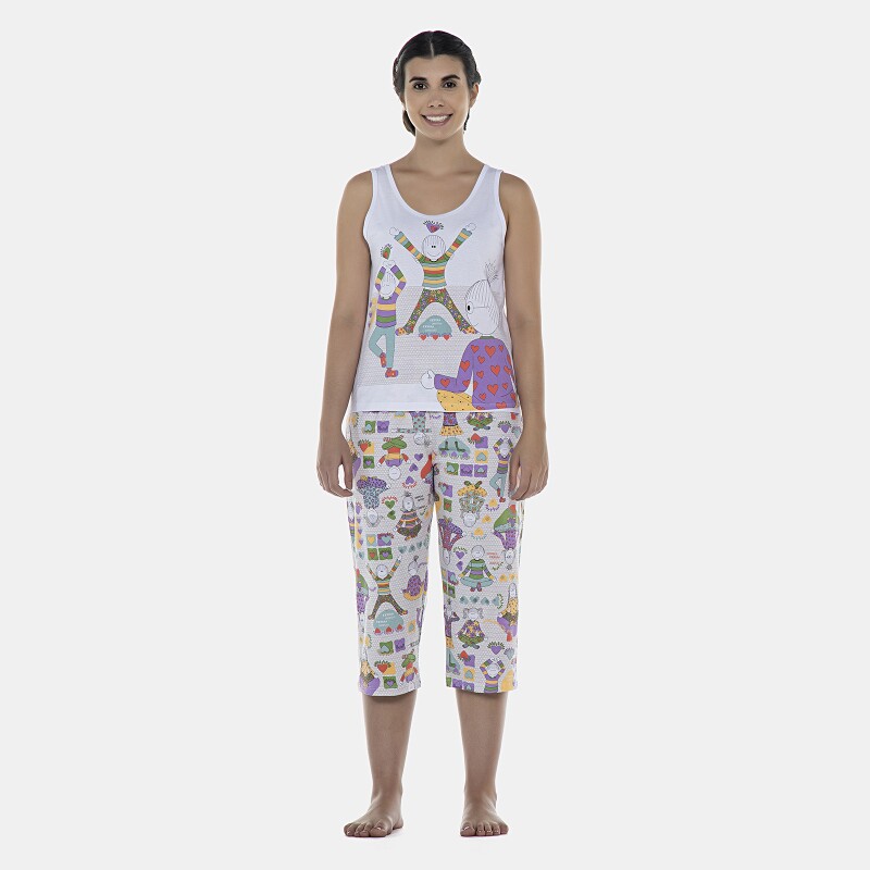 Pijama Feminino Adulto Regata e Corsário