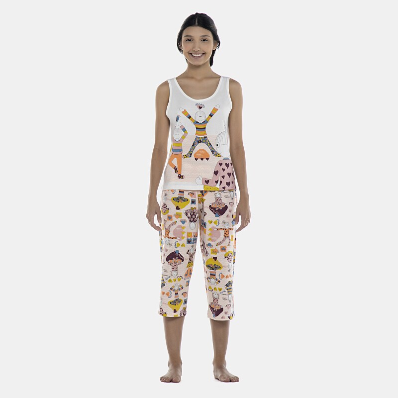 Pijama Feminino Adulto Regata e Corsário