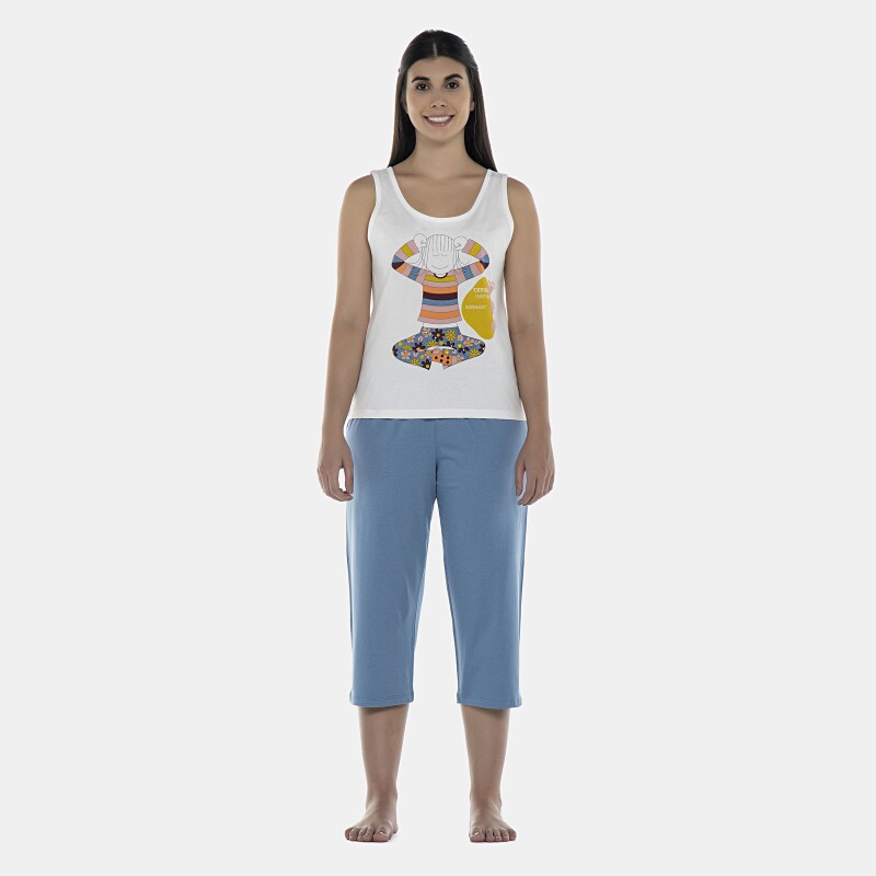 Pijama Feminino Adulto Regata e Corsário