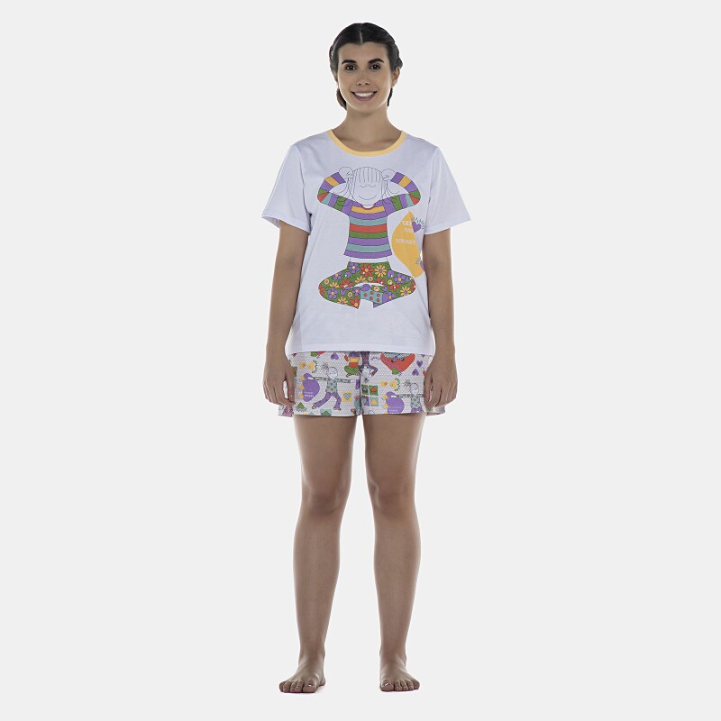 Pijama Feminino Adulto Manga Curta e Short