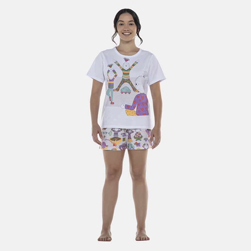 Pijama Feminino Adulto Manga Curta e Short