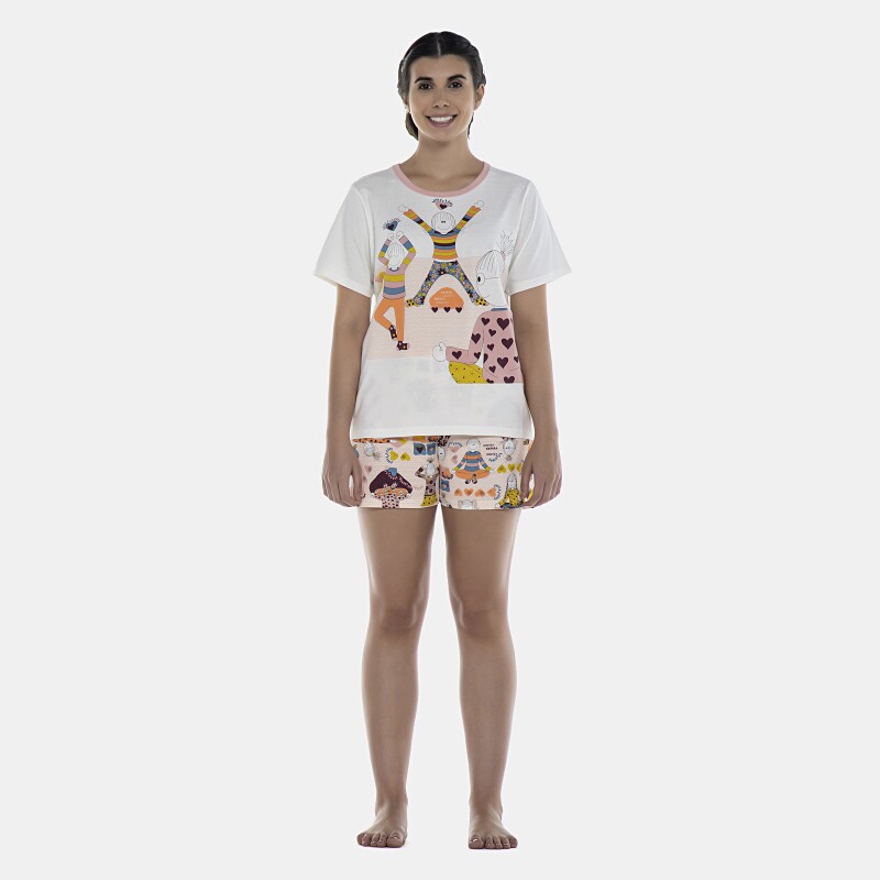 Pijama Feminino Adulto Manga Curta e Short