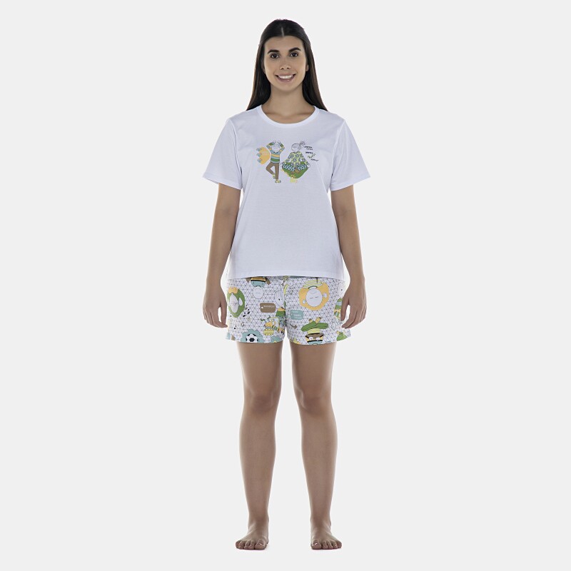 Pijama Feminino Adulto Manga Curta e Short