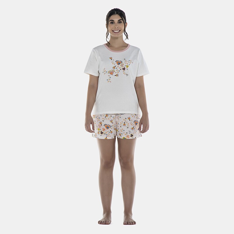 Pijama Feminino Adulto Manga Curta e Short