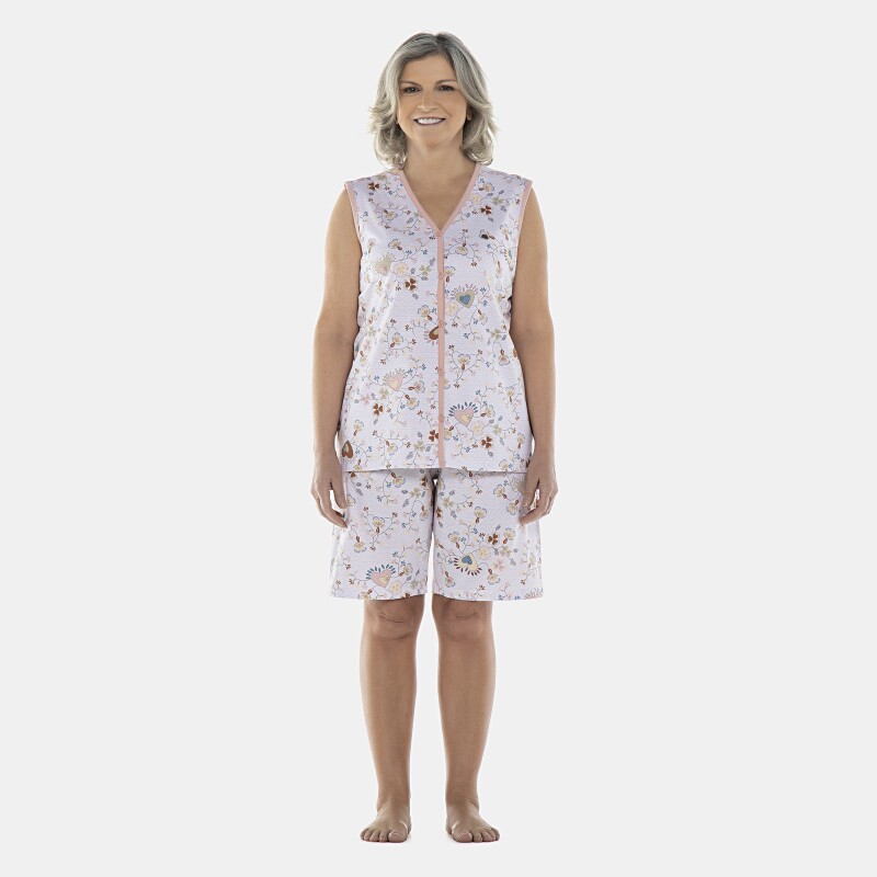 Pijama Feminino Adulto Regata Aberta e Bermuda