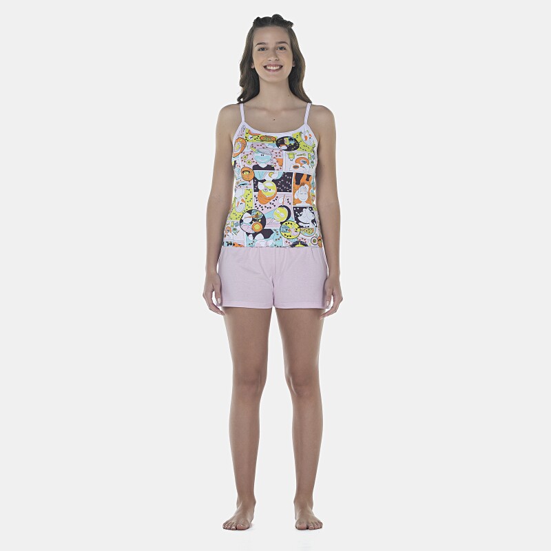 Pijama Feminino Adulto Alça e Short