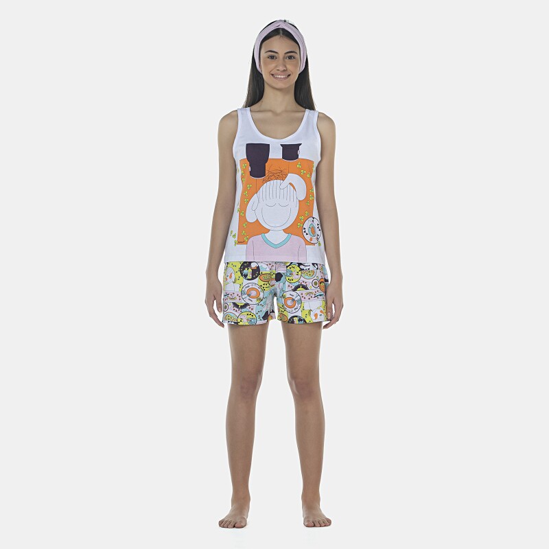 Pijama Feminino Adulto Regata e Short