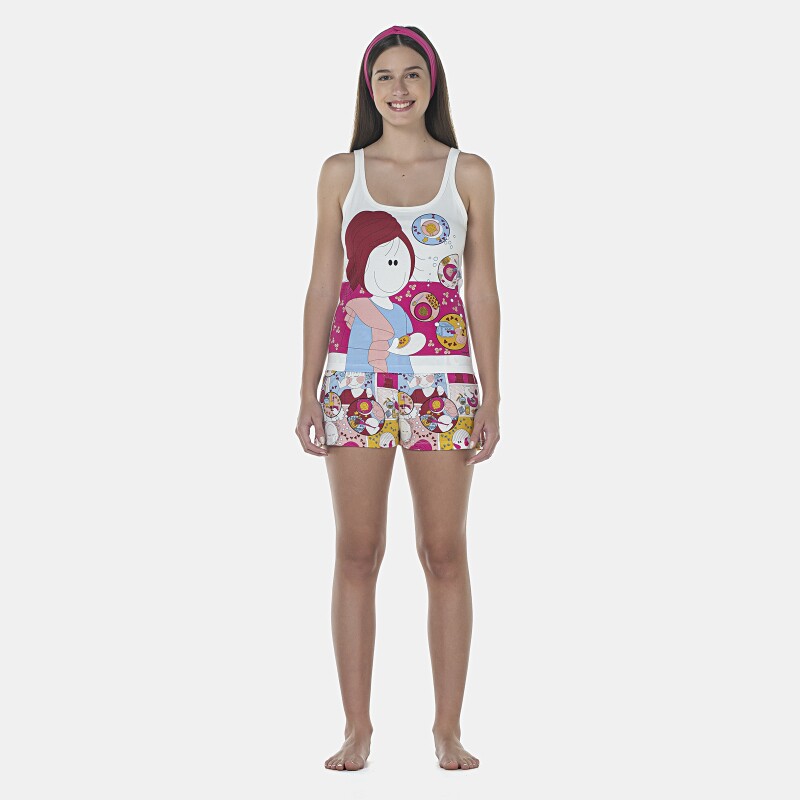 Pijama Feminino Adulto Regata e Short