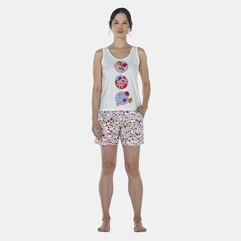 Pijama Feminino Adulto Regata e Bermuda