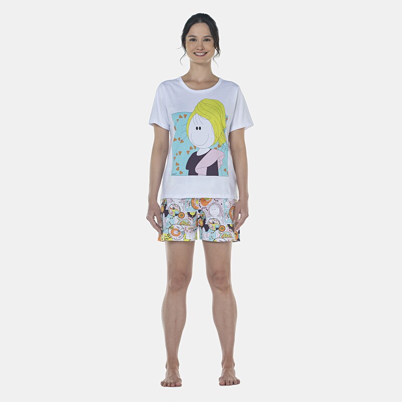 Pijama Feminino Adulto Manga Curta e Short