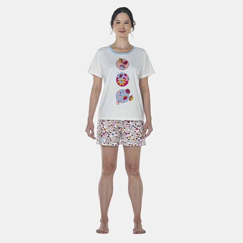 Pijama Feminino Adulto Manga Curta e Short