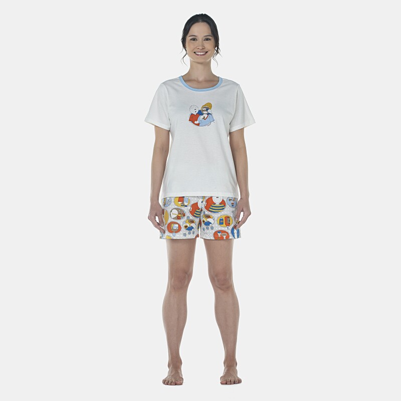 Pijama Feminino Adulto Manga Curta e Short