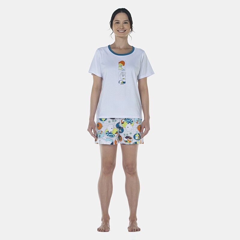 Pijama Feminino Adulto Manga Curta e Short