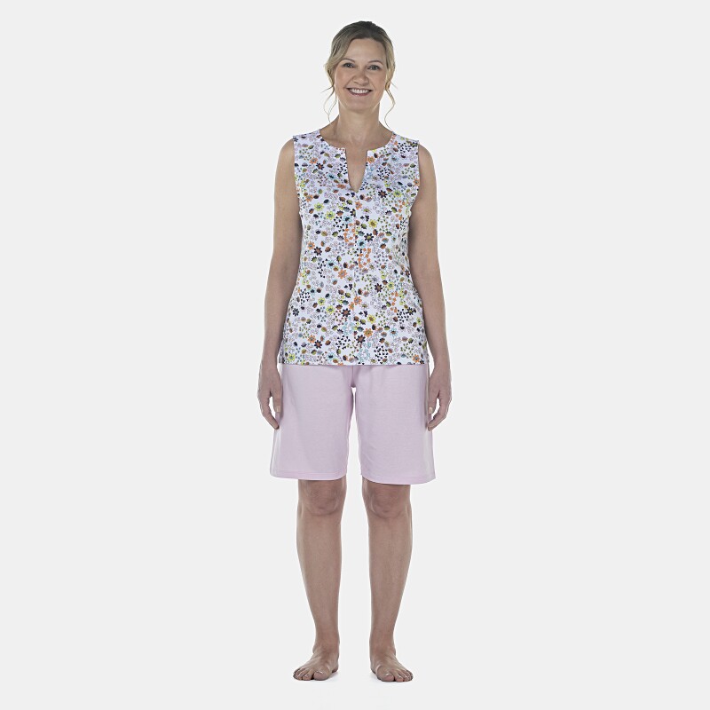 Pijama Feminino Adulto Regata Aberta e Bermuda