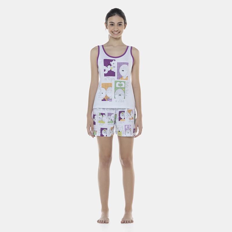 Pijama Feminino Adulto Regata e Short