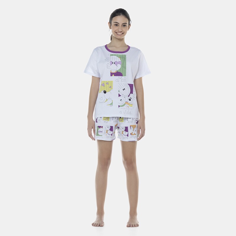 Pijama Feminino Adulto Manga Curta e Short