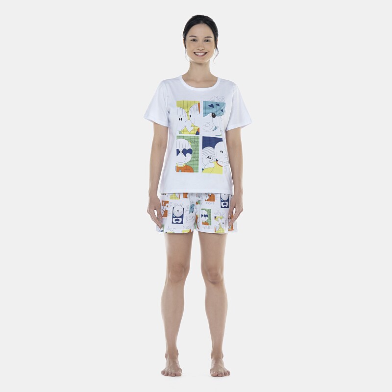 Pijama Feminino Adulto Manga Curta e Short