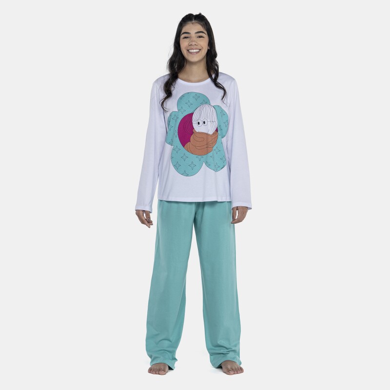 Pijama Feminino Adulto Manga Longa e Calça