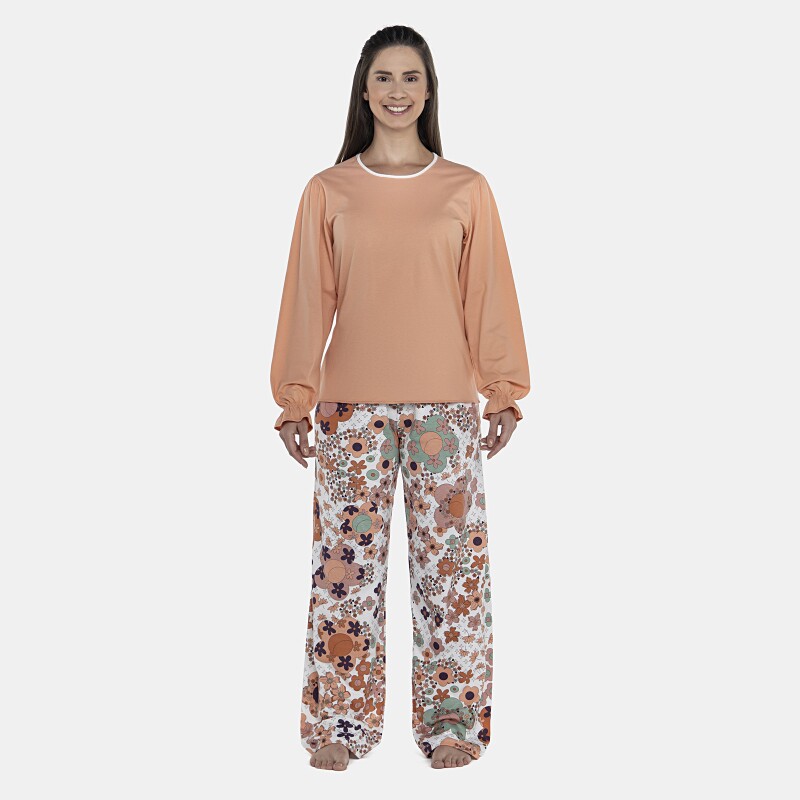Pijama Feminino Adulto Manga Longa e Calça