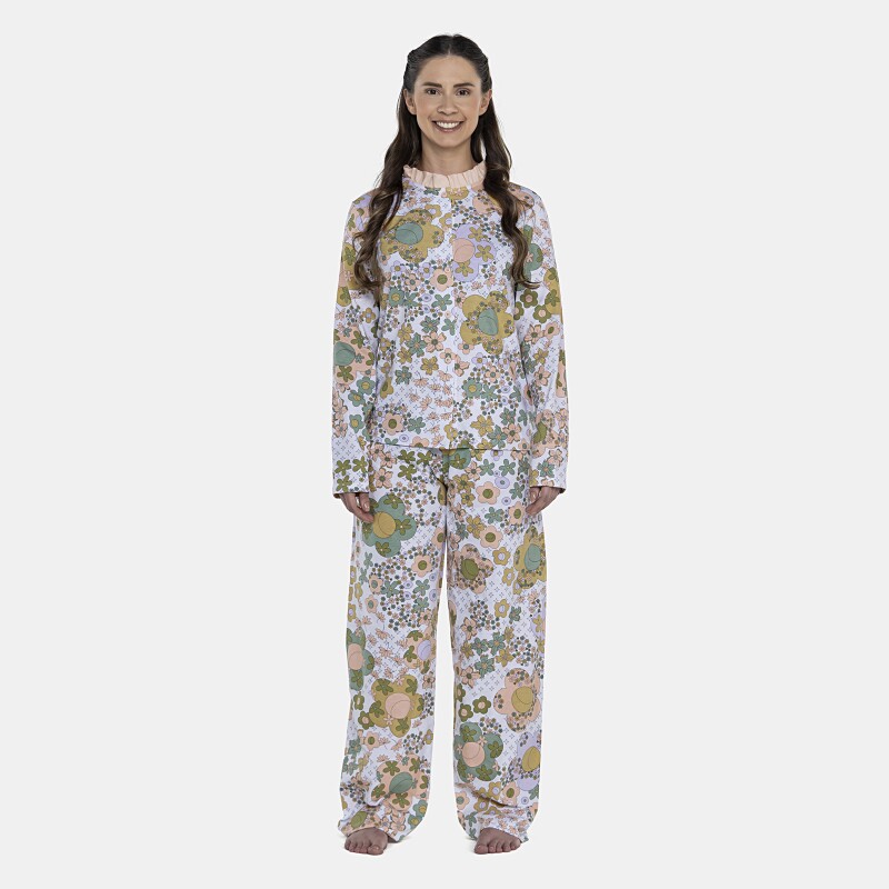 Pijama Feminino Adulto Manga Longa e Calça